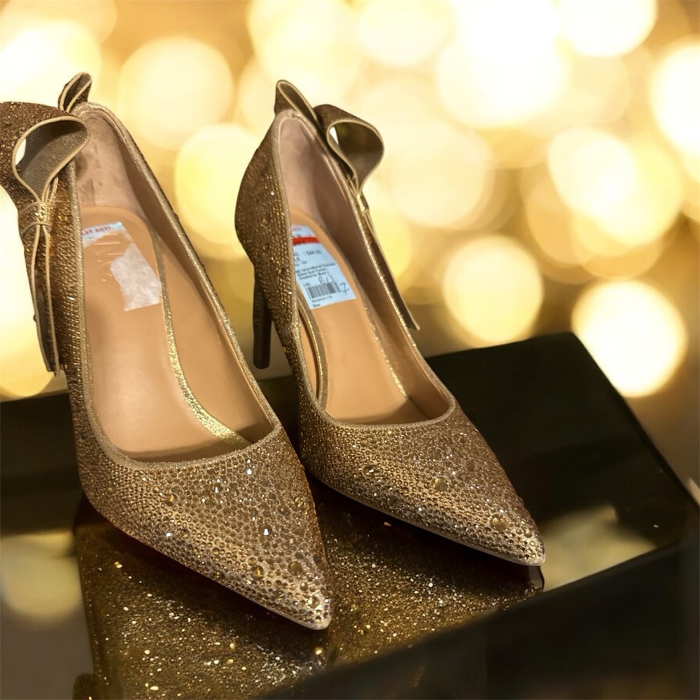 INC International Concepts Gold Glitter Heels
